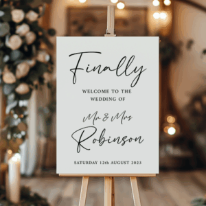 Minimalist Wedding Welcome Board Raven
